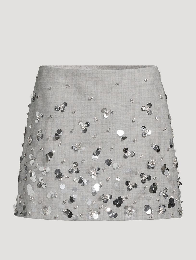 Larissa Embellished Wool Mini Skirt