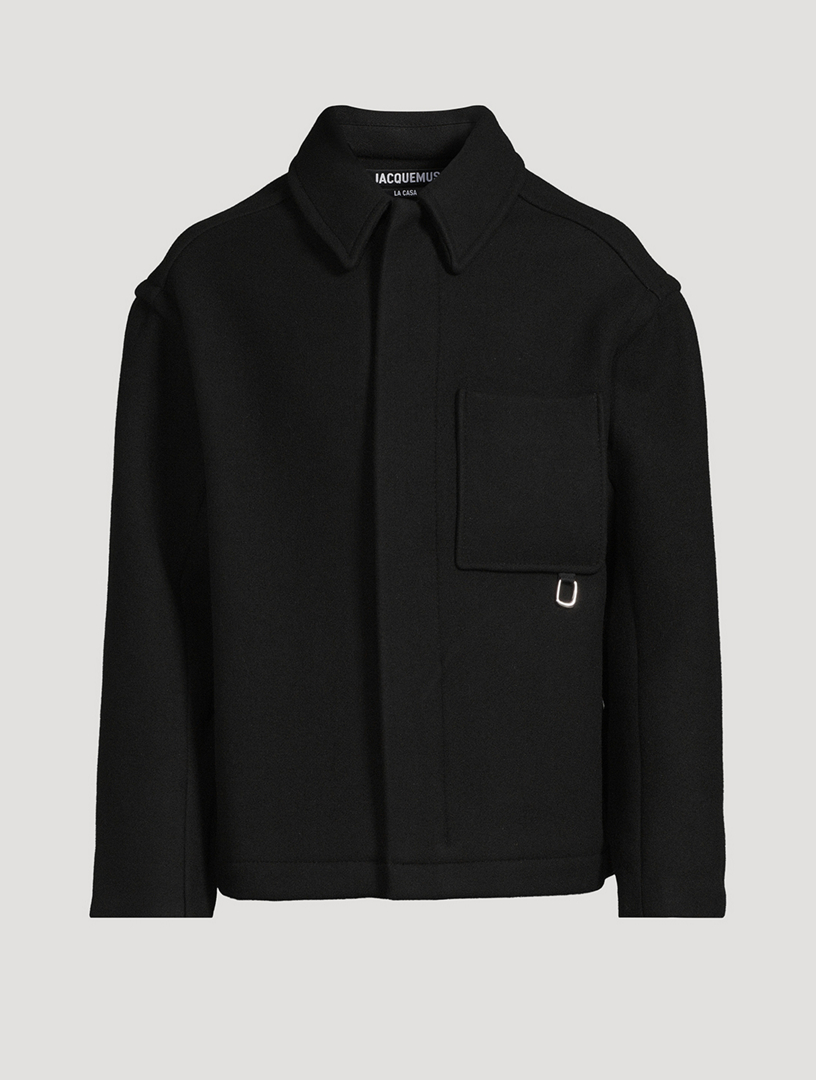 〓JACQUEMUS〓 BLACK HEMP×WOOL JACKET 〓JACQUEMUS〓 BLACK HEMP×WOOL JACKET Virgin wool jacket in