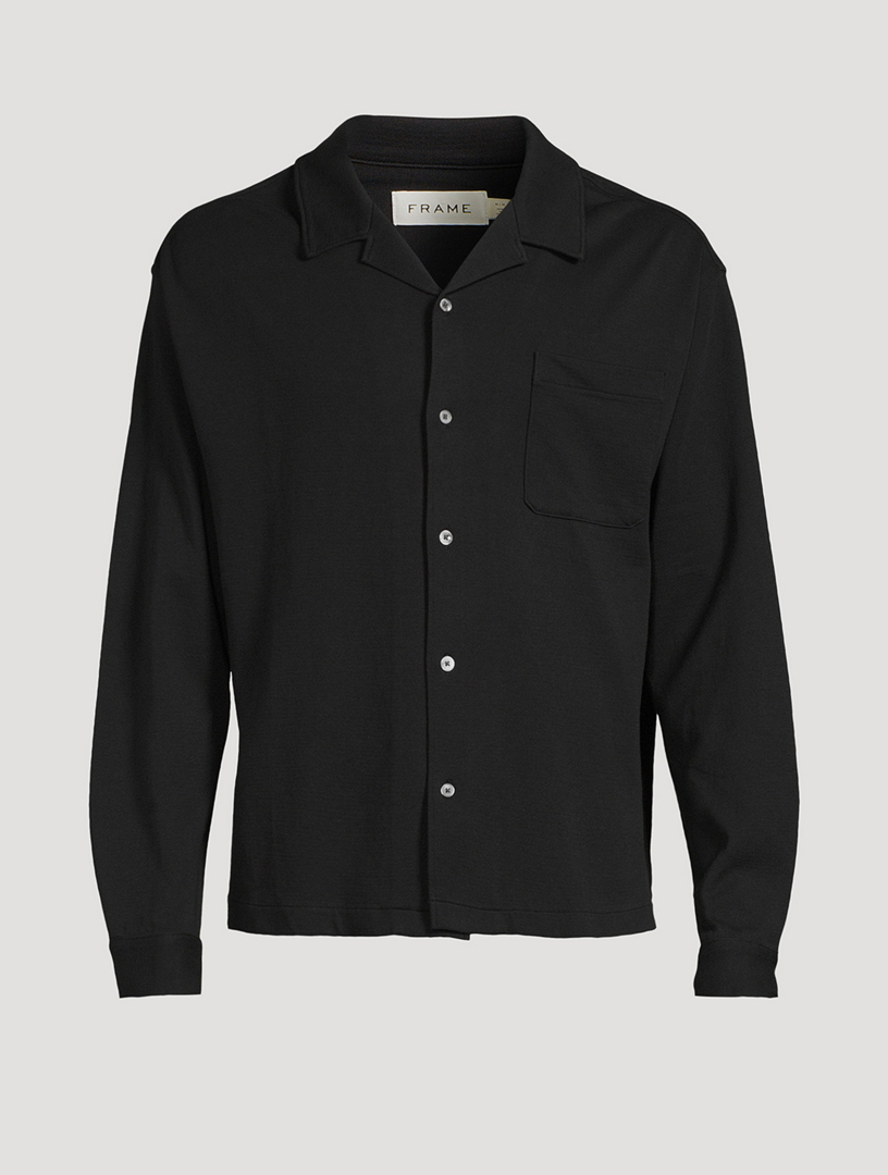 FRAME Duo Fold Relaxed Shirt Black Cotton Size Small