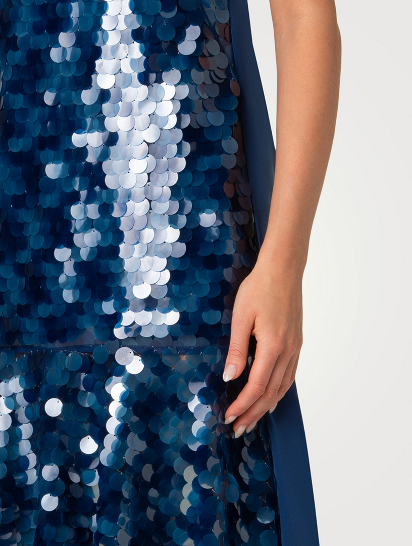akris sequin dress Draped Two-Tone Sequins Dress ecru-black / 6