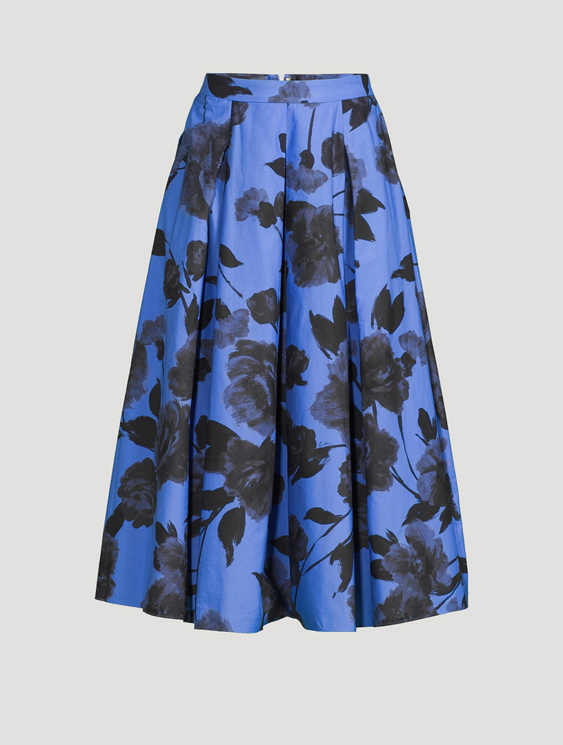 Poplin Midi Skirt Floral Print