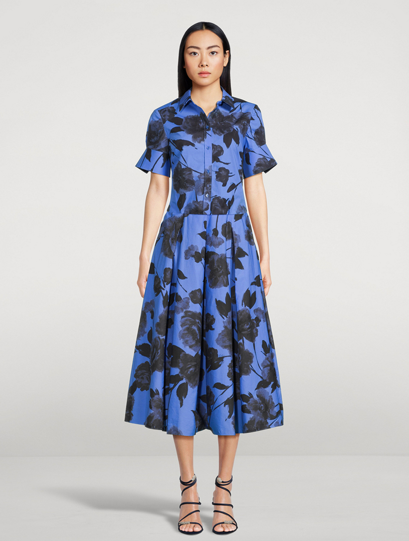 Poplin Midi Skirt Floral Print