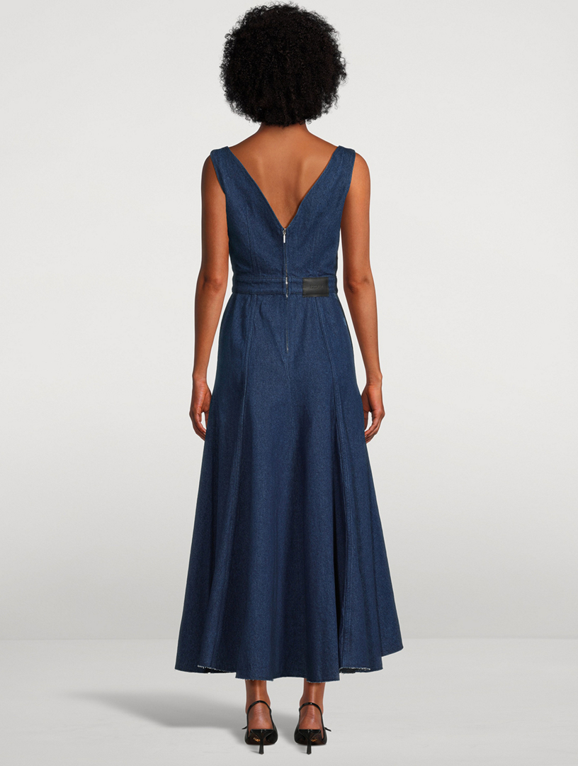 ERDEM Denim Midi Dress In Floral Print