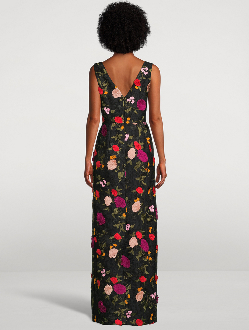 Floral Appliqué Column Gown