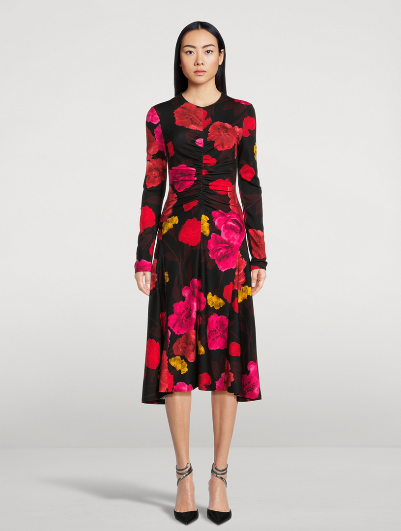Ruched Midi Dress Violetta Bloom Print