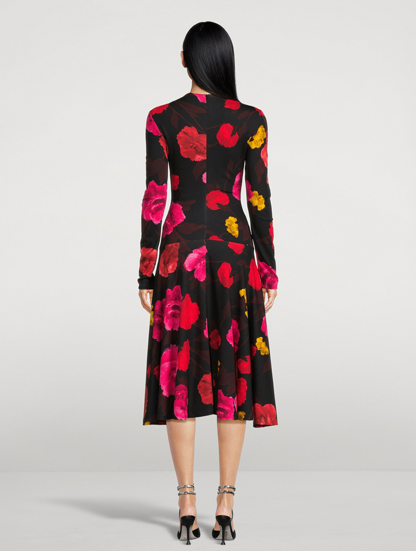 Ruched Midi Dress Violetta Bloom Print