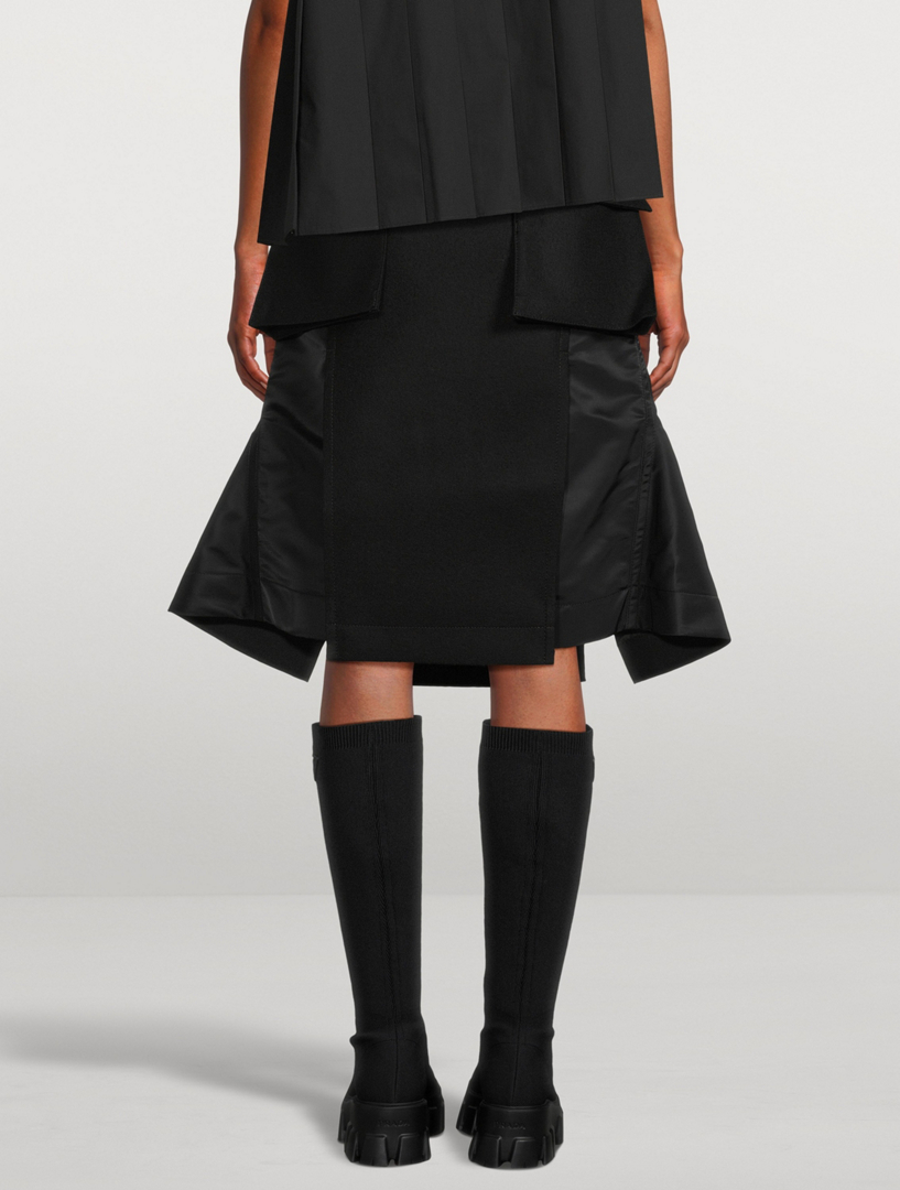 Wool And Nylon Twill Midi Skirt