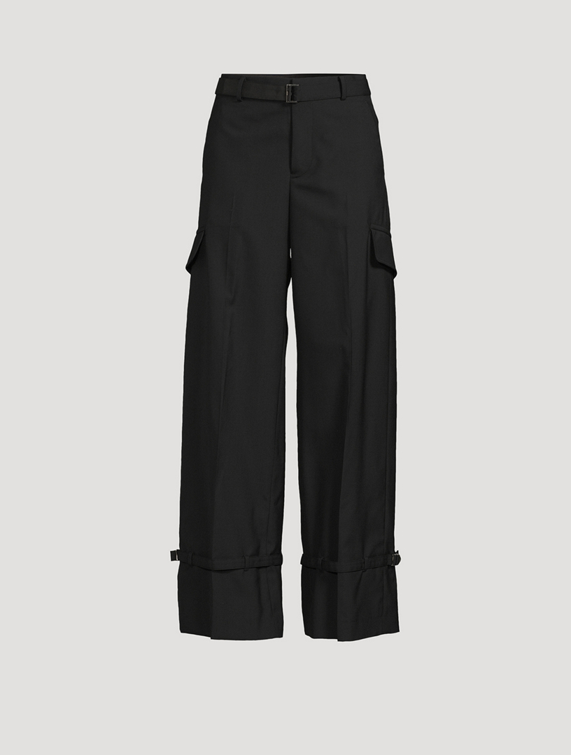 Wide-Leg Suiting Cargo Trousers