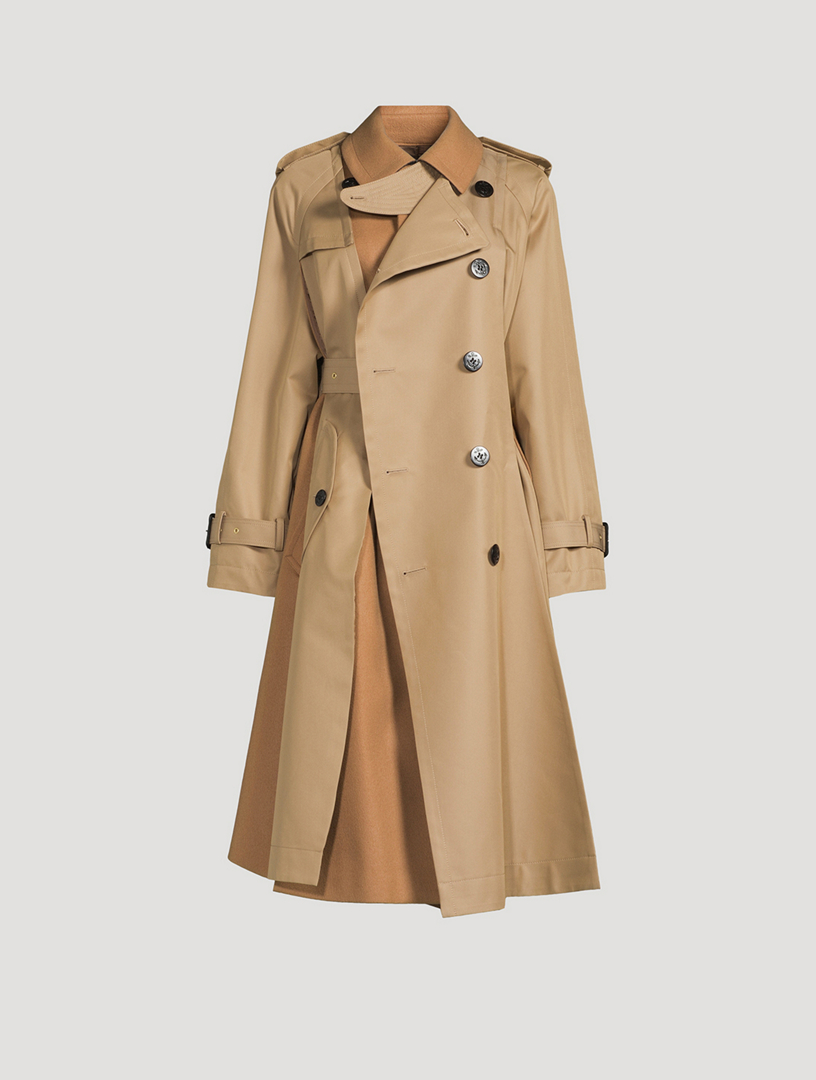 Cotton Gabardine And Wool Trench Coat