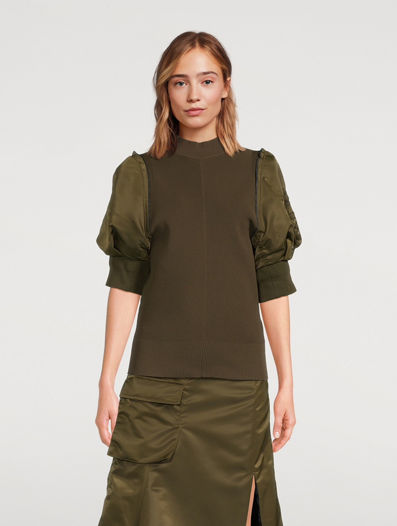 トップス Sacai Nylon Twill Knit Pullover SACAI Nylon Twill Knit Top | Holt Renfrew