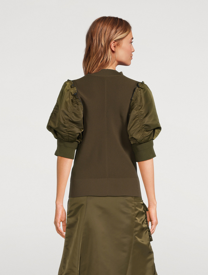 Nylon Twill Knit Top