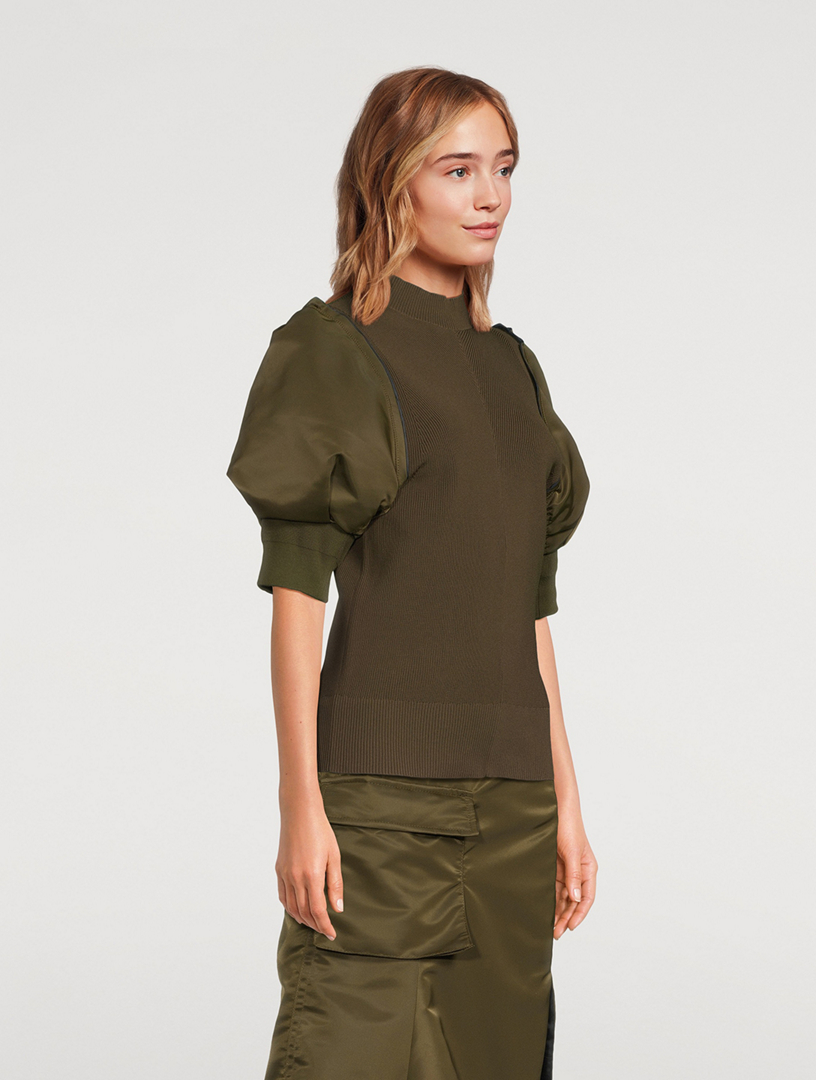 Nylon Twill Knit Top