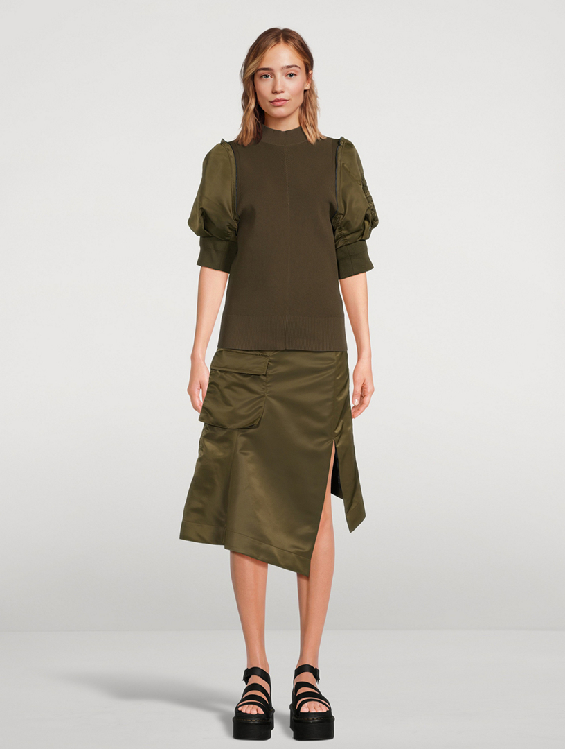Nylon Twill Knit Top