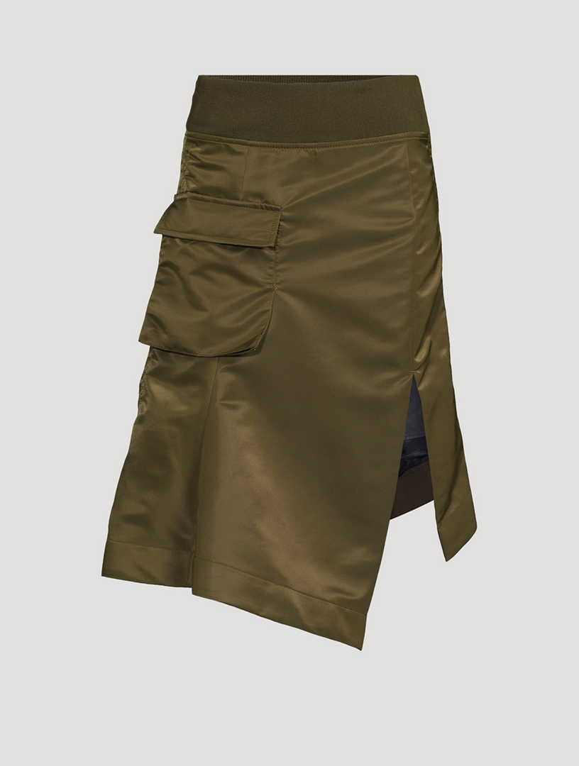 Nylon Twill Cargo Midi Skirt