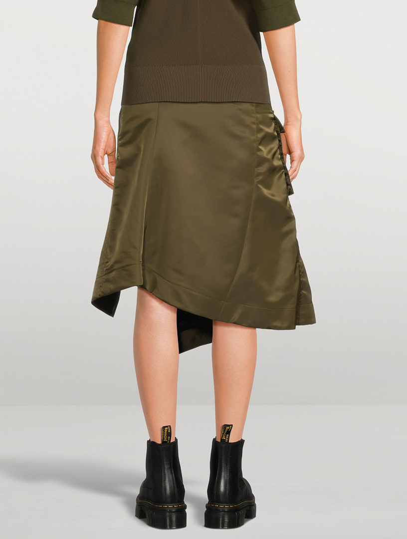 Nylon Twill Cargo Midi Skirt