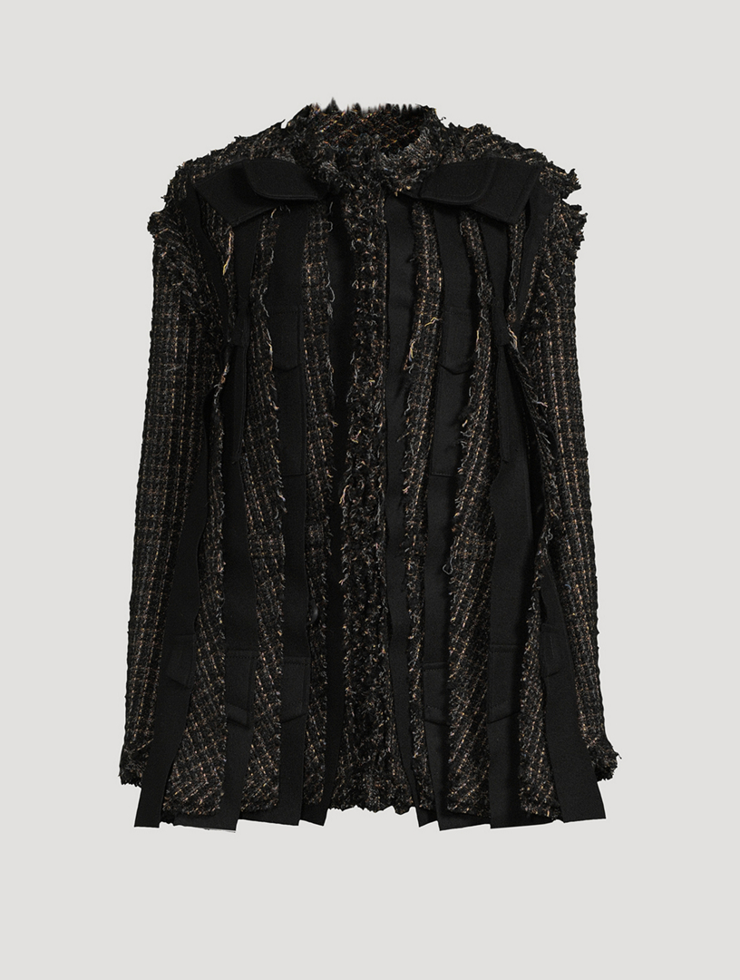Mixed-Media Tweed Jacket