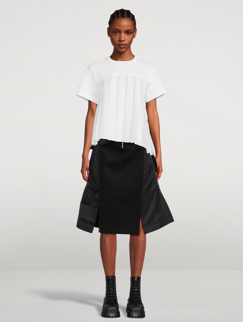 Pleated Chiffon T-Shirt