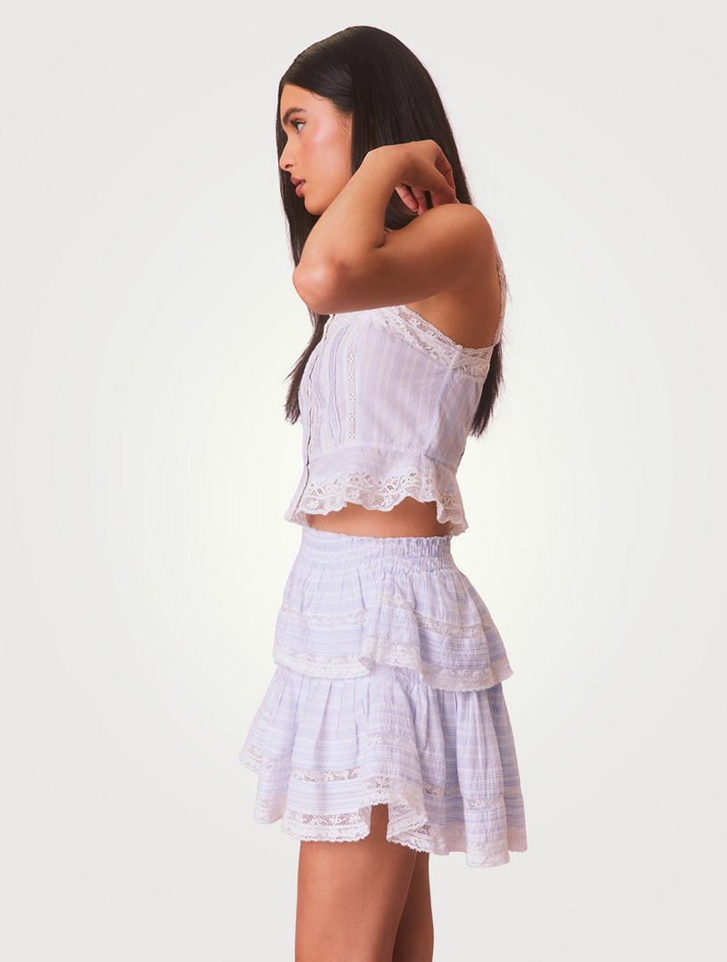 Ruffle Stripe Mini Skirt