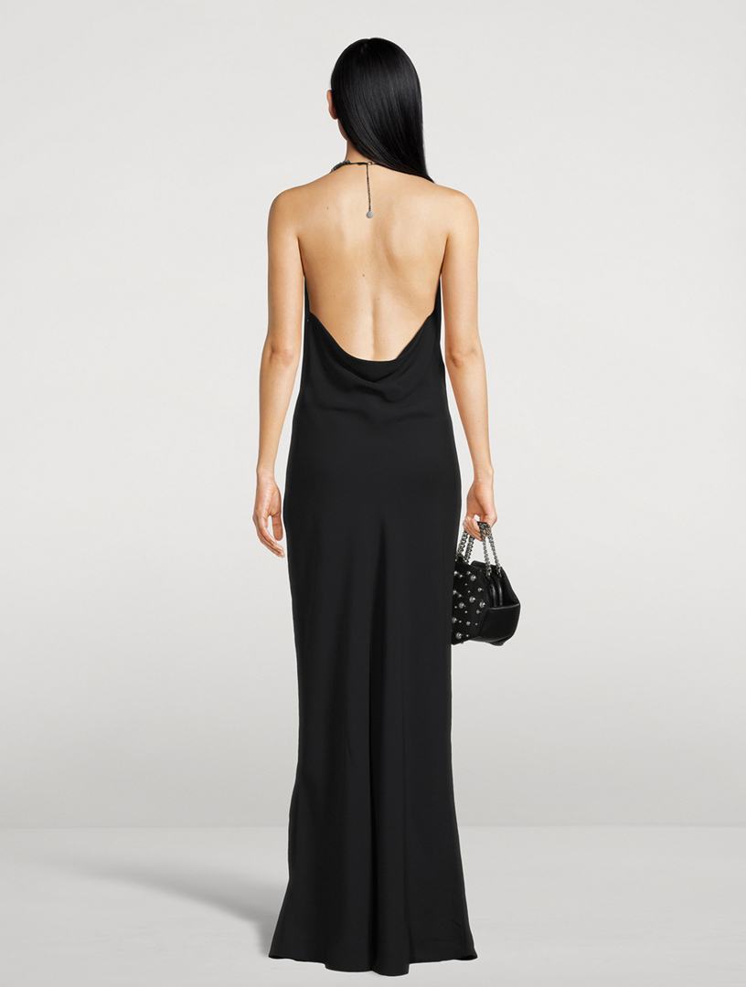 Crystal-Embellished Halter Gown