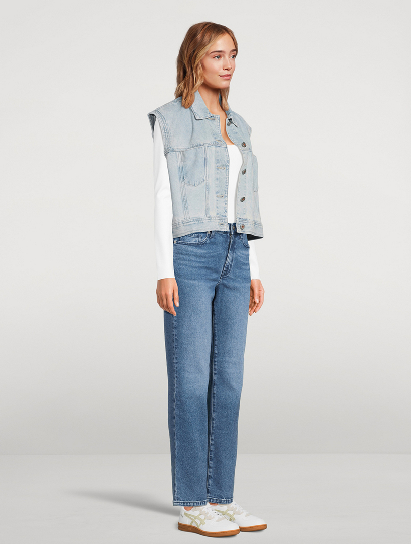 Black sleeveless jean jacket store