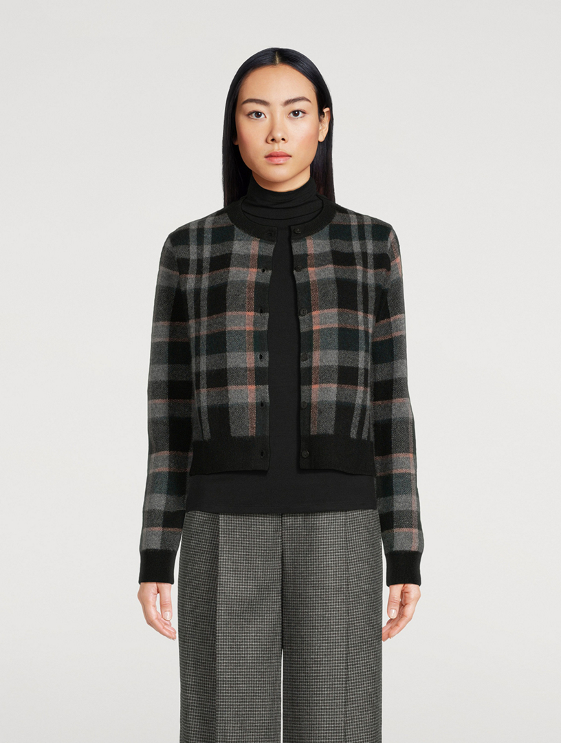 VINCE Plaid Jacquard Cashmere Cardigan Holt Renfrew