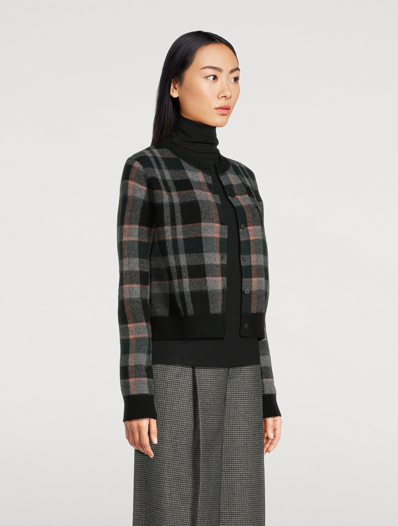 VINCE Plaid Jacquard Cashmere Cardigan Holt Renfrew