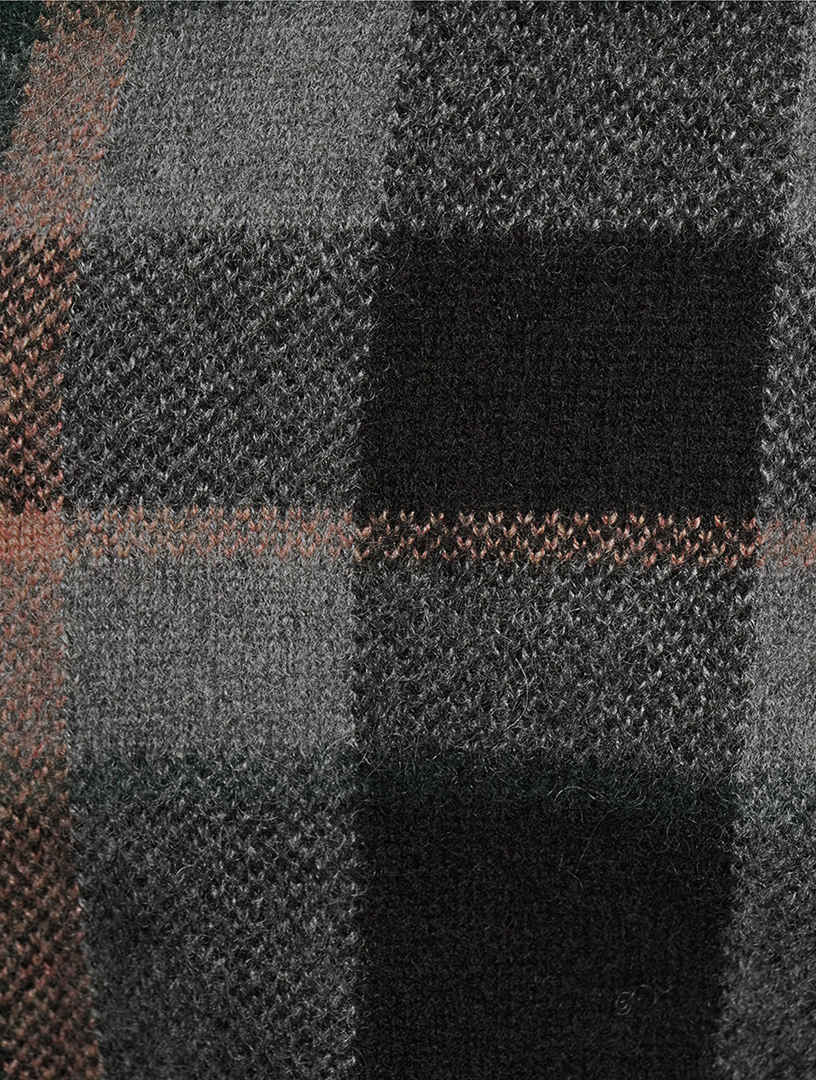 Plaid Jacquard Cashmere Cardigan