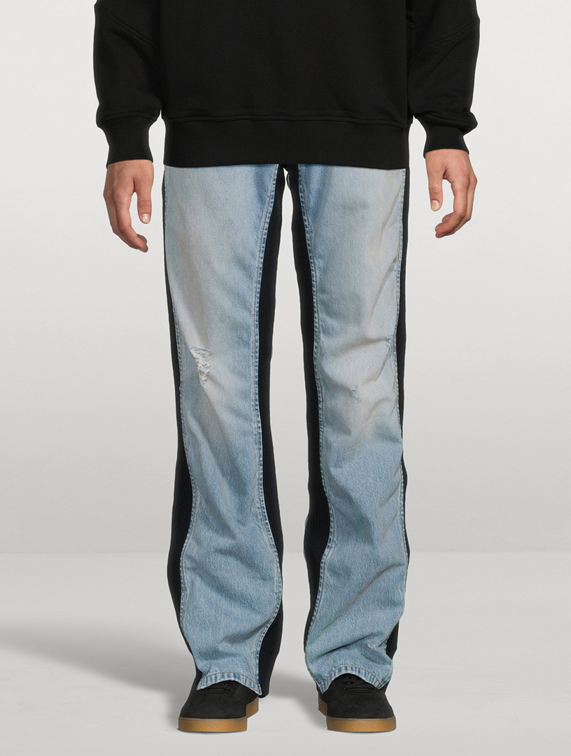 Wide-Leg Jeans With Knit Inserts