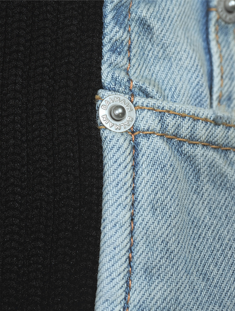 Wide-Leg Jeans With Knit Inserts