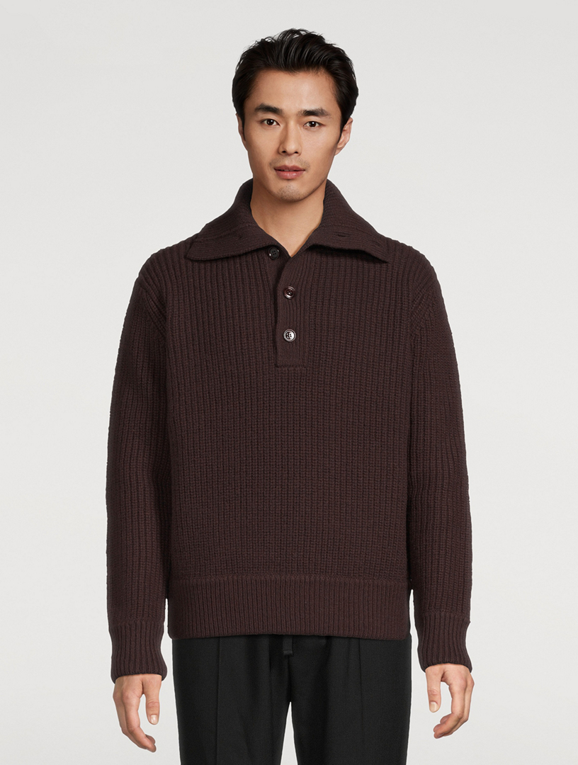 Mudra Wool Long-Sleeve Polo Shirt