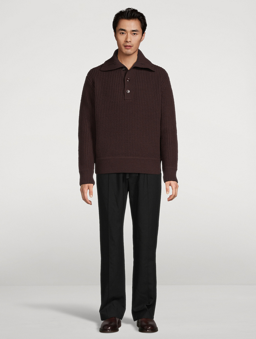 Mudra Wool Long-Sleeve Polo Shirt