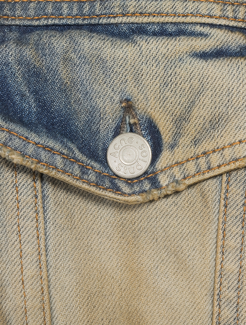 Faux Shearling-Trimmed Denim Jacket