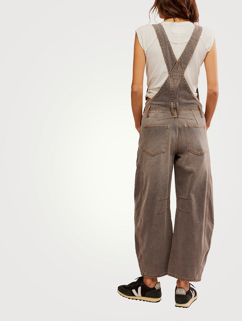 Good Luck Barrel-Leg Denim Overalls
