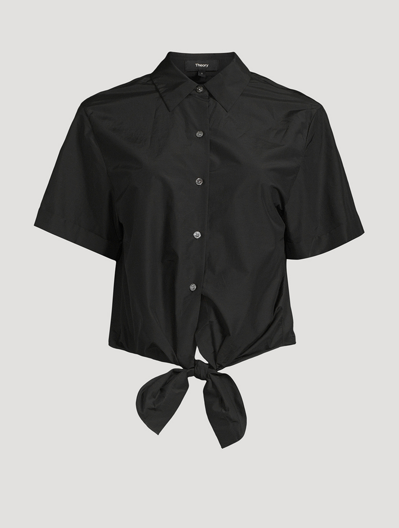 Tie-Front Poplin Shirt