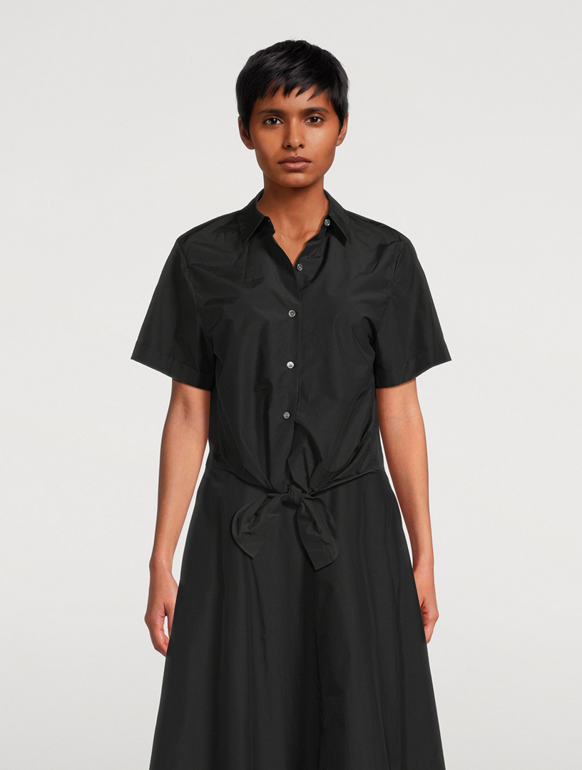 Tie-Front Poplin Shirt