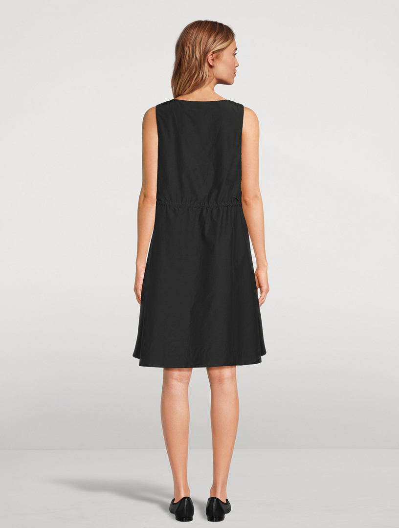 Drawstring Poplin Midi Dress