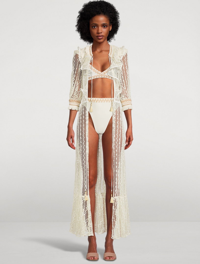 Jute-Trimmed Lace Robe
