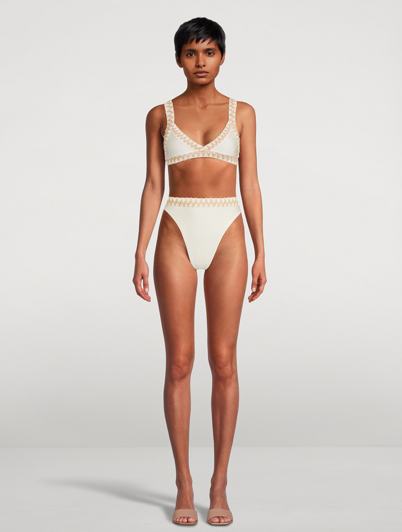 Jute-Trimmed Bikini Top