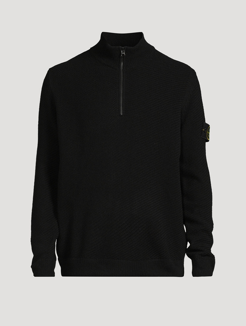 STONE ISLAND Wool Quarter-Zip Sweater | Holt Renfrew