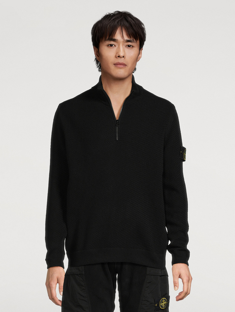 STONE ISLAND Wool Quarter-Zip Sweater | Holt Renfrew