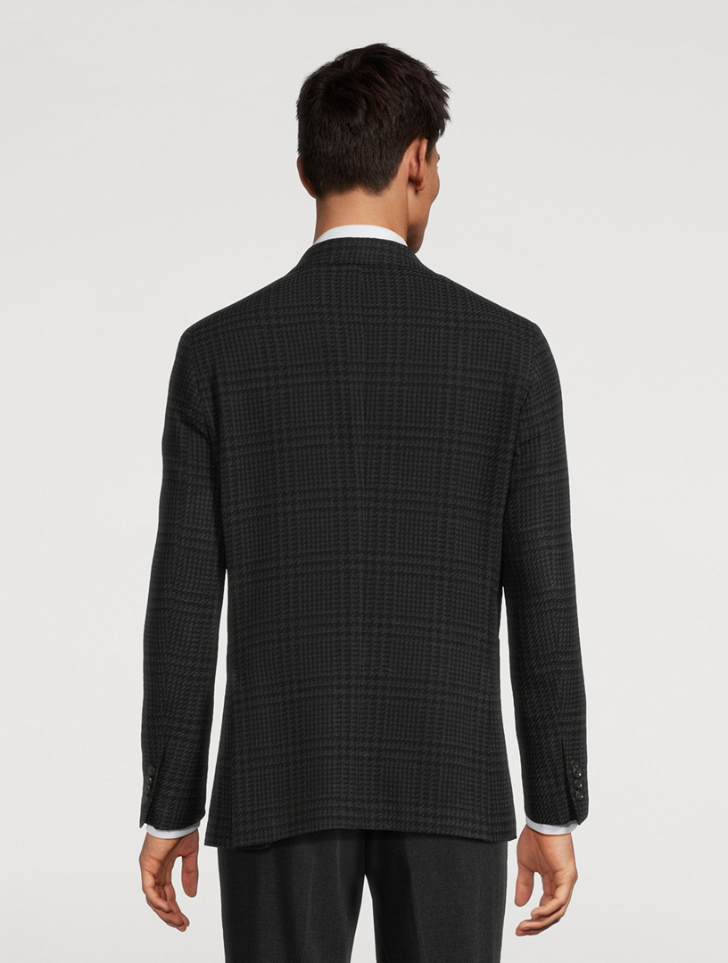 Stretch Wool Jacket Check Print