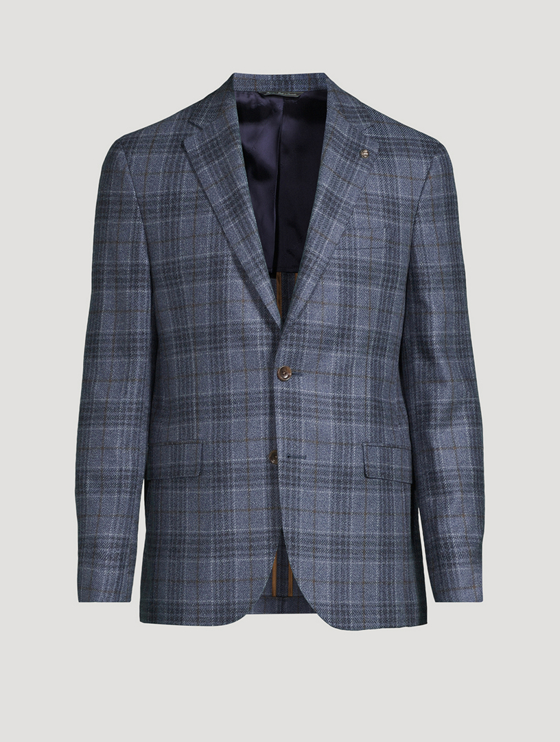 Wool And Silk Jacket Windowpane Print