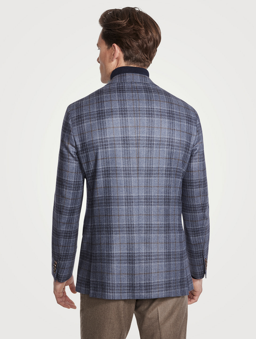 Wool And Silk Jacket Windowpane Print