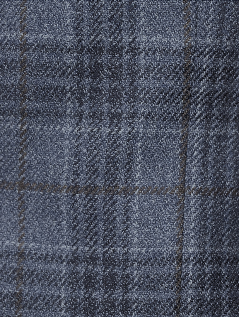 Wool And Silk Jacket Windowpane Print