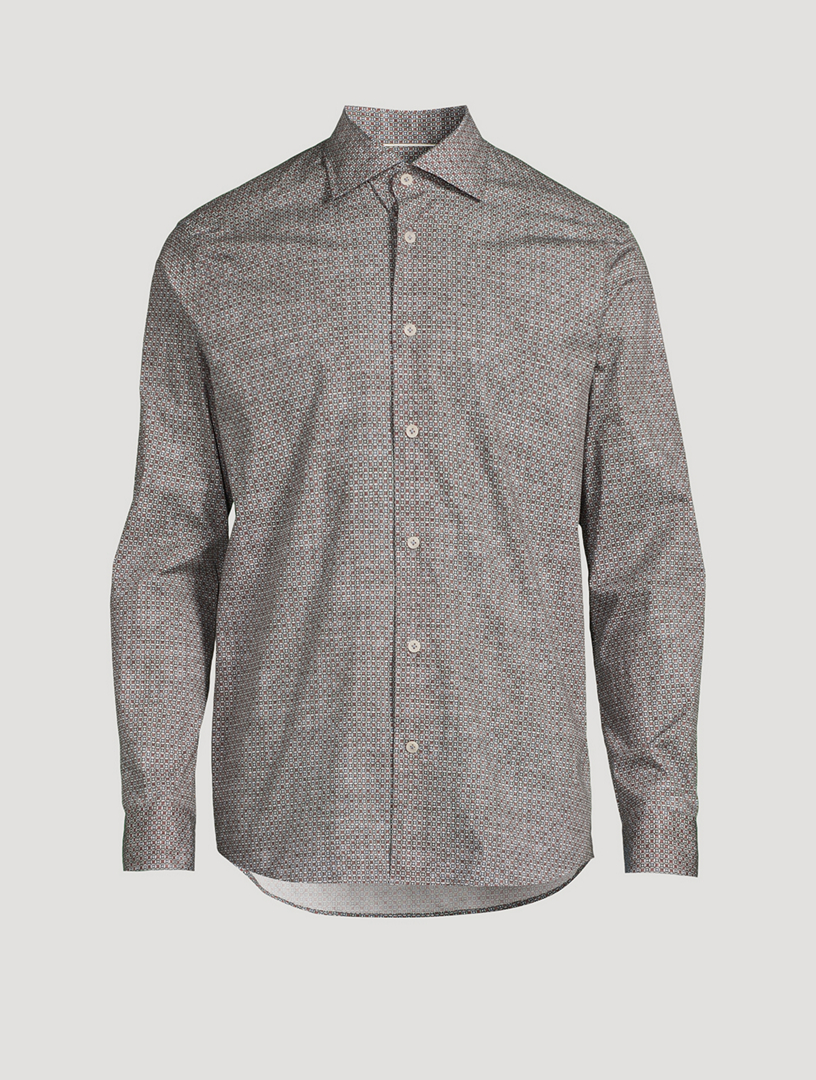 Irvine Stretch Cotton Shirt Geometric Print