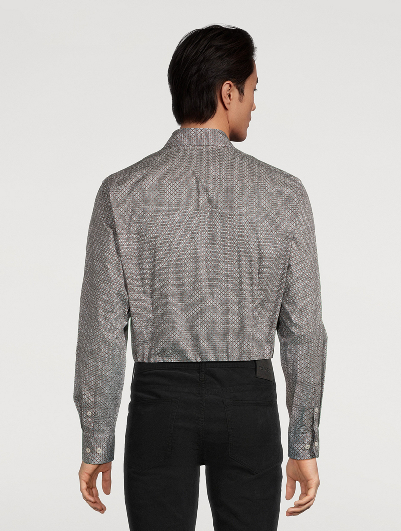 Irvine Stretch Cotton Shirt Geometric Print
