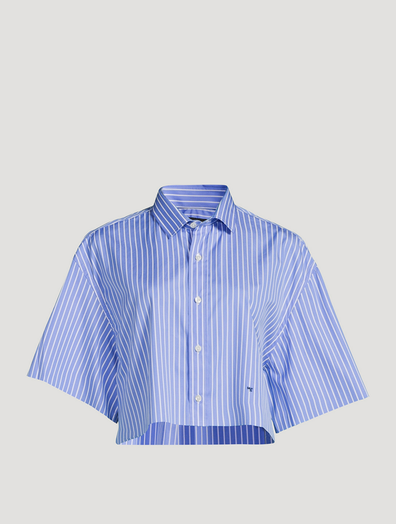 Cropped Poplin Shirt Stripe Print
