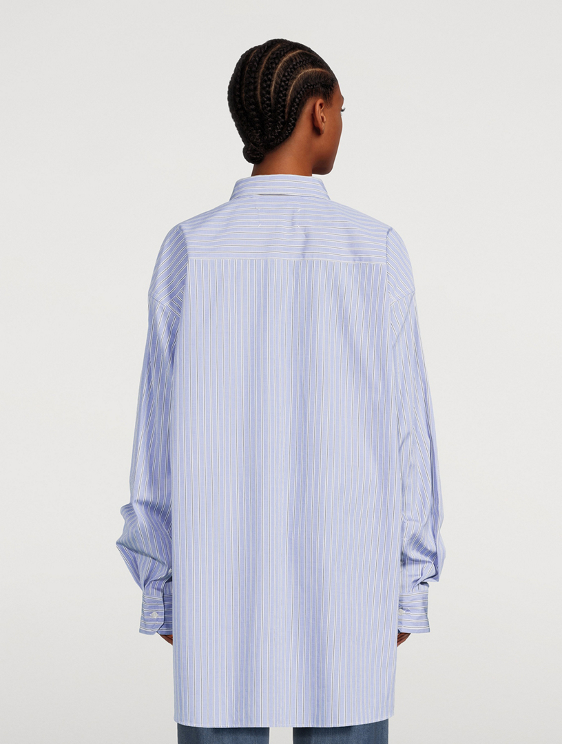 Oversized Oxford Shirt In Stripe Print