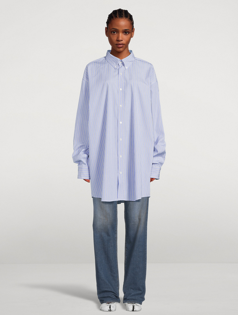 Oversized Oxford Shirt In Stripe Print