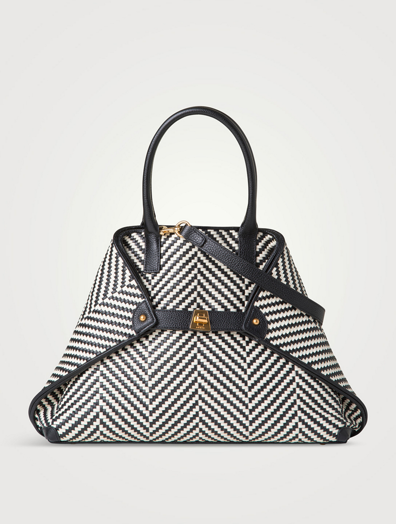 Small Ai Braided Leather Top Handle Bag